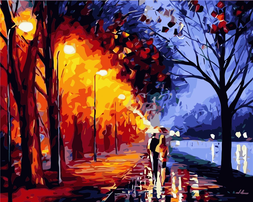 

Walking In The Rain 40x50cm Diy Oil Painting By Numbers Animal Picture By Numbers On Canvas Flower Home Decor Unique Gift