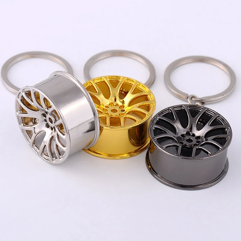 

Zinc Alloy Tire Styling Luxury Wheel Hub Key Chain Car Key Ring Auto Modification Parts Key Holder For Ford BMW Audi Auto