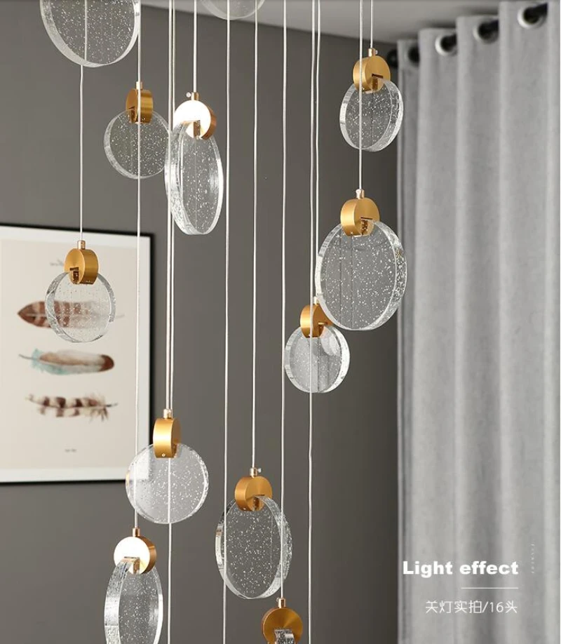 Длинная Люстра для лестницы роскошная хрустальная лампа двуспальный светильник