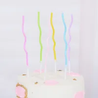 6 коробок, Изогнутые Позолоченные цветные свечи для торта, украшения для торта