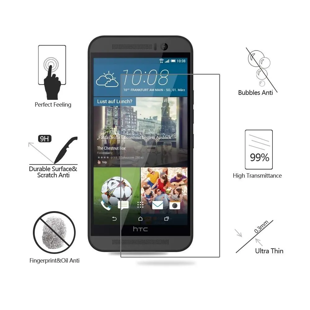 Закаленное стекло 9H для HTC One M7 M8 M9 M10 A9 A9S X10 X9 S9 Защита экрана PLUS MINI защитная пленка |