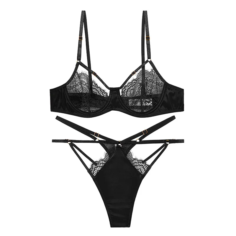

2020 new European and American super thin lace sexy underwear with steel rings gathered together