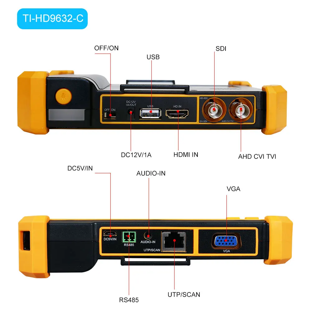 Мини-тестер систем видеонаблюдения 5-дюймовый монитор ahd hdmi vga sdi rs485 utp тестер для