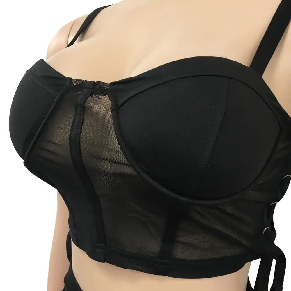 

2020 New Women 2 Two Piece Spaghetti Strap Black White Blue Mesh Sleeveless Bandage Evening bodycon Celebrity Party Jumpsuit