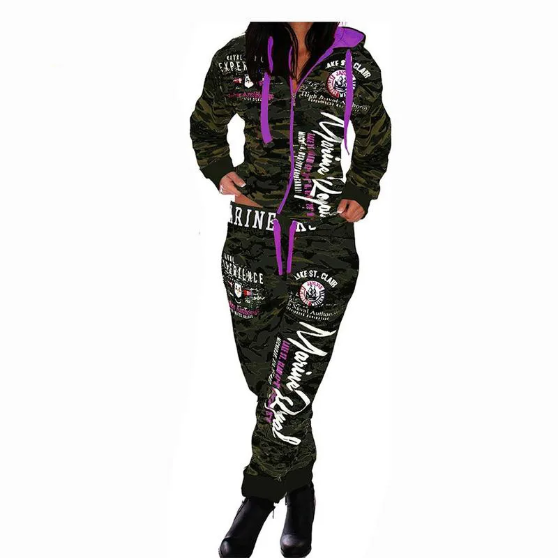 Женская мода толстовка камуфляжная Толстовка костюм новый буквенный принт для