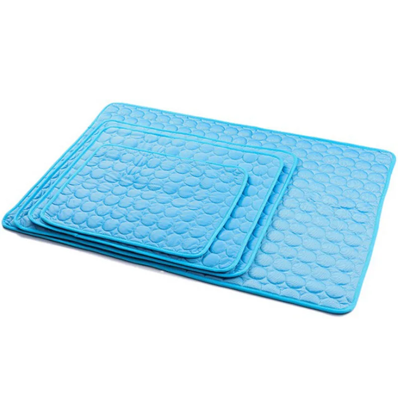 silk Blue cool mat Летняя классная собачья Подушка ледяной шелк физический охлаждающий кот собака охлаждающий коврик одеяло собачья Лежанка охлаждающий коврик для домашних животных коврик - Цвет: silk Blue cool mat