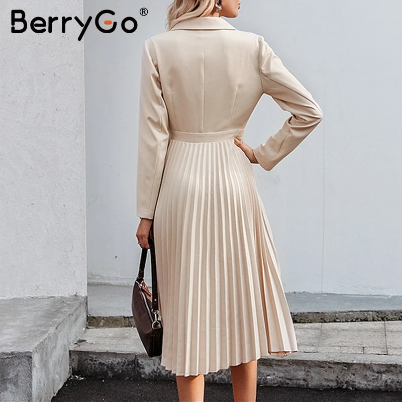 Женское длинное платье с отложным воротником BerryGo элегантное однотонное уличное