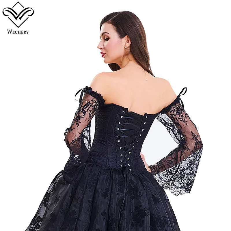 Корсет женский винтажный в стиле стимпанк готический на шнуровке с длинными