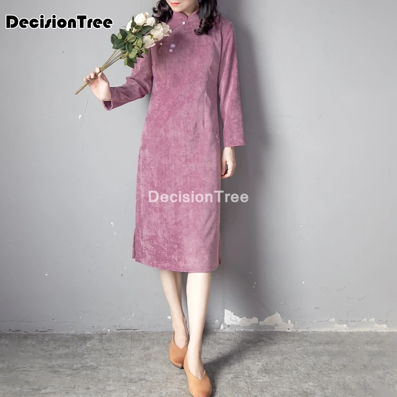 

2021 traditional daily modern cheongsam chinese dress full sleeve qipao robe chinoise vestido oriental qipao elegant party dress