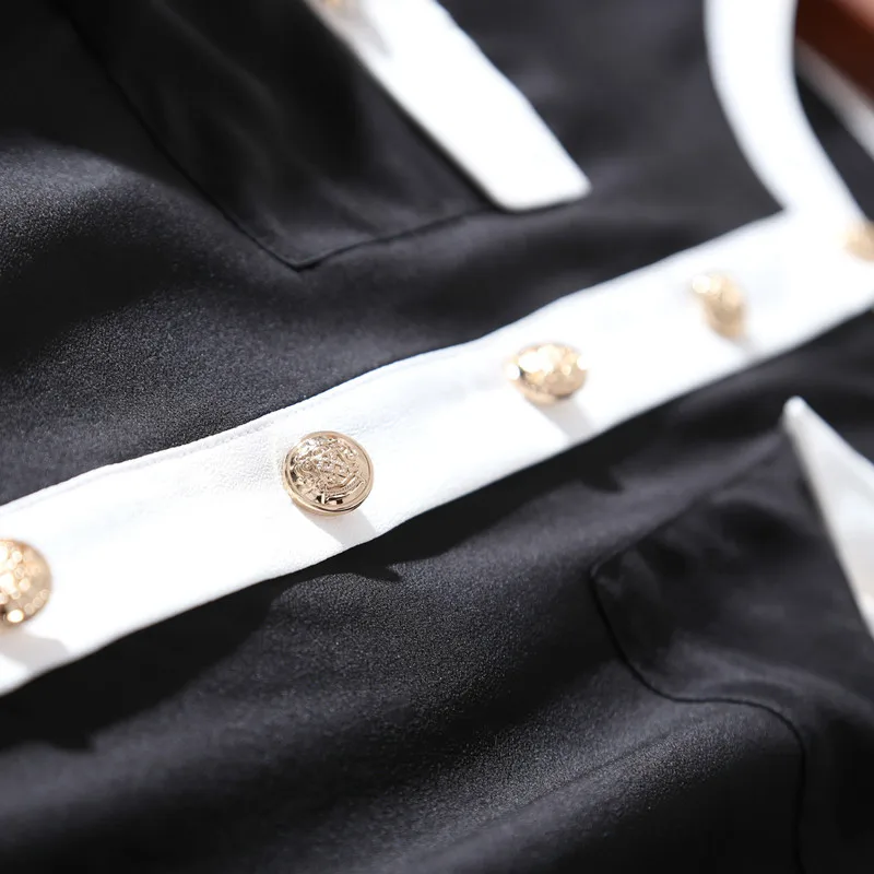 100% блуза из натурального шелка Женские топы и блузки черная белая рубашка