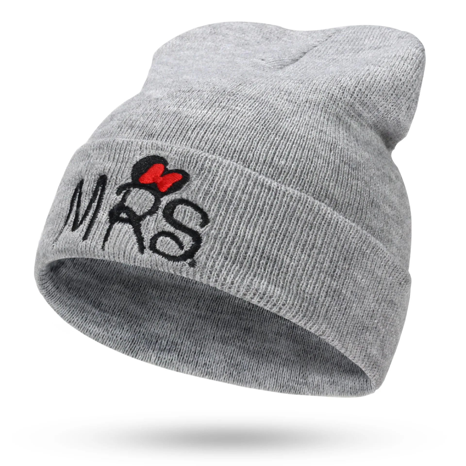 Новые зимние детские шапки с вышивкой вязаная шапочка надписью MR/MRS теплые Мягкие