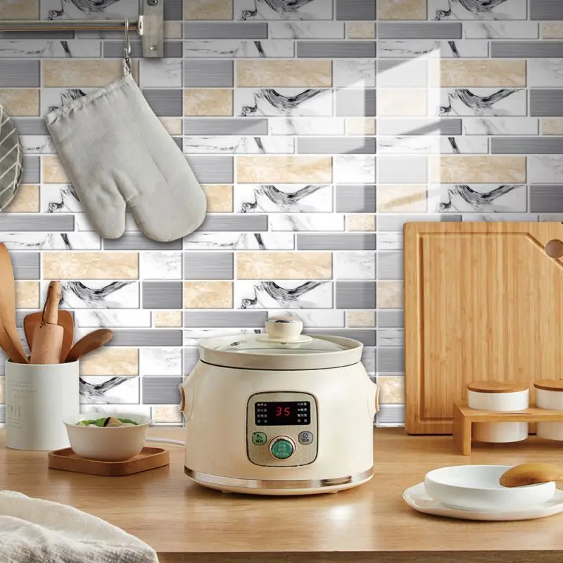 

Marble Tile Wall Sticker 3D Waterproof PVC Self Adhesive DIY Stickers for Kitchen Bathroom Living Room Home Decor