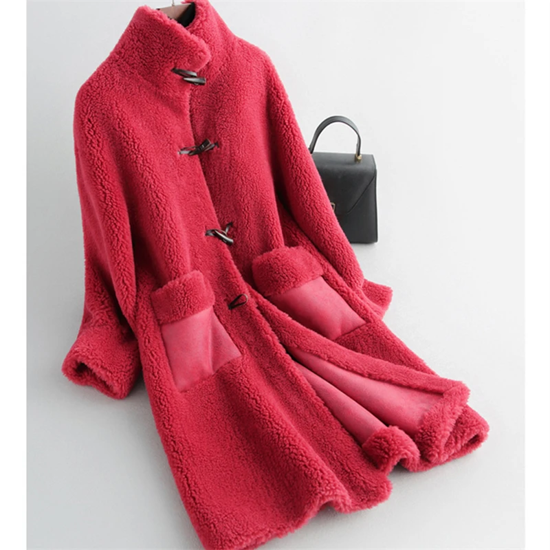 Длинная стрижка овечьей шерсти Женская Новинка Зима 2019 шерстяное овечье теплое