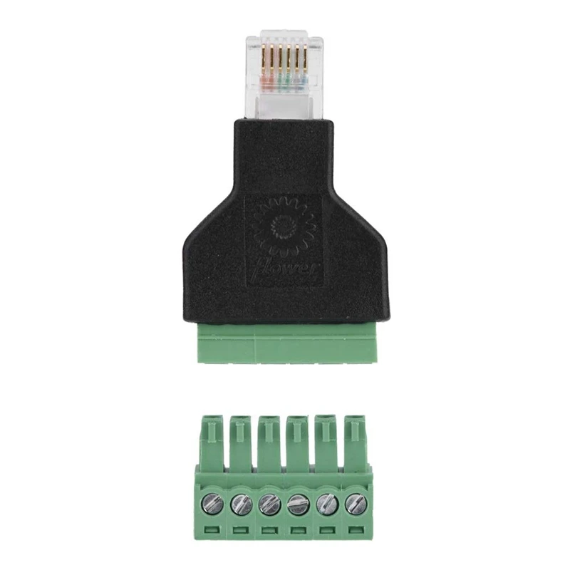 Adapter Connector Ethernet Rj12 6P6C Male To Screw Terminal 6 Pin Splitter with Shield Plug Terminals Adapt | Электроника