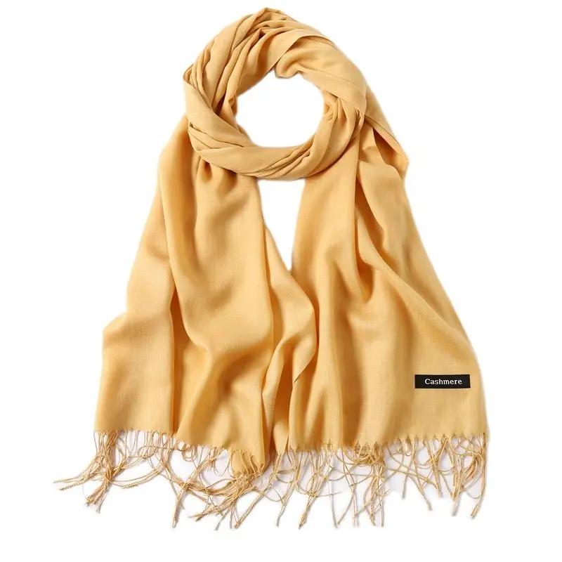 Шаль из мягкой шелковистой пашмины большого размера шарфы однотонные осенние