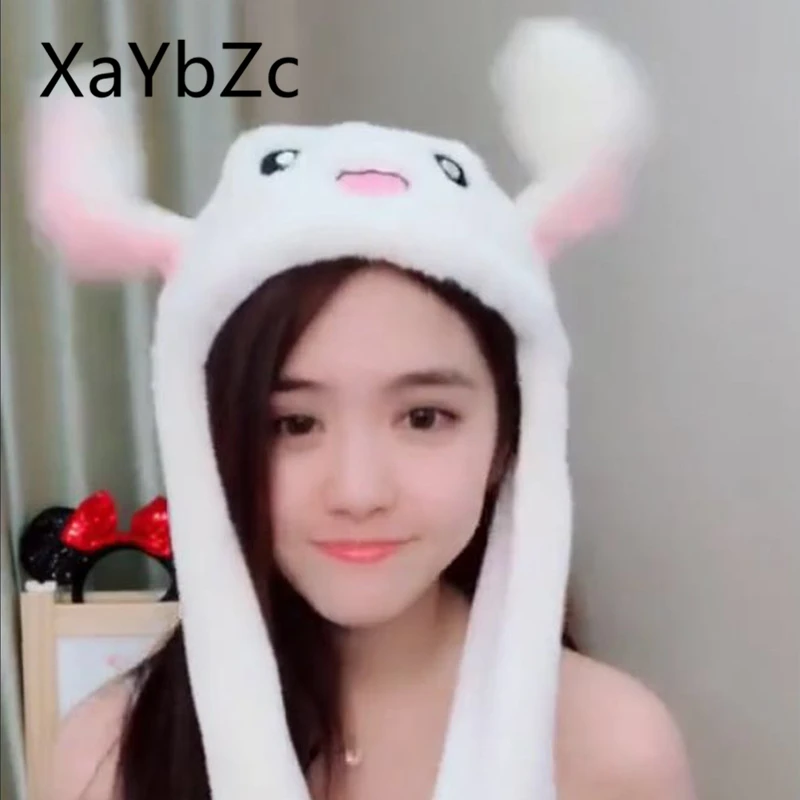 

Бесплатная доставка, модная движущаяся шапка, плюшевая Милая шапка с кроличьими ушками, подушка безопасности, 5 цветов на выбор