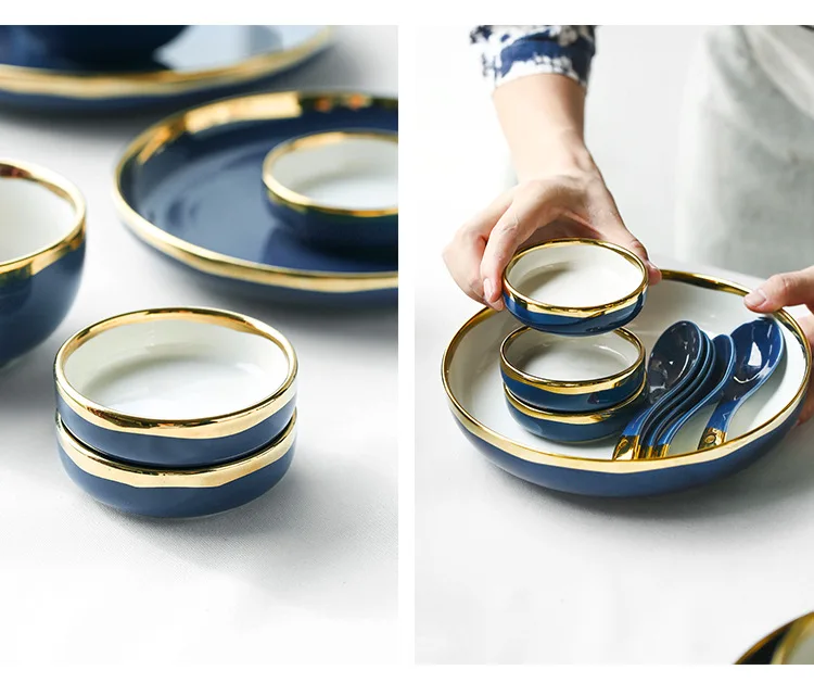 Позолоченная керамическая посуда креативное домашнее блюдо тарелка для рыбы