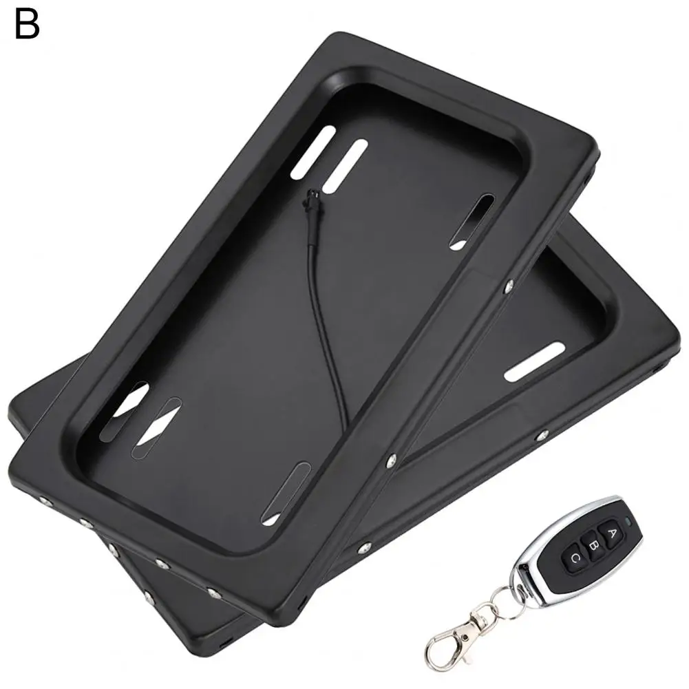 

50% Hot Sales 2Pcs Front Rear License Plate Frame Hide-away Roller Shutter Electric License Plate Holder for USA Standard New En