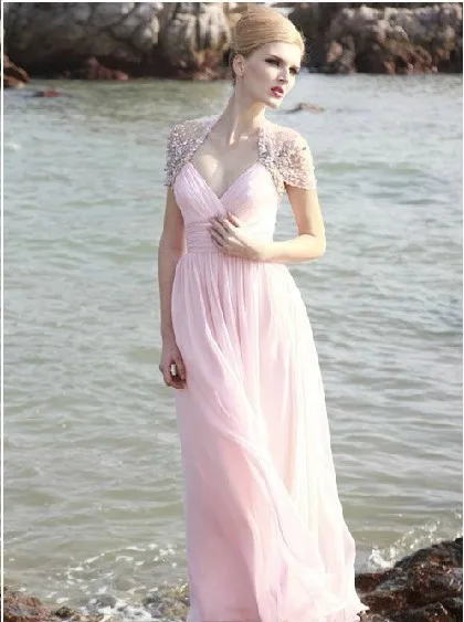 

free shipping 2019 new pink vestidos formales long chiffon floor length luxury banquet gowns elegant Graduation bridesmaid Dress