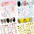 Милые цветы Любовь буквы геометрические слайдеры наклейки для ногтей Декор набор для маникюра Красота Девушка белые и черные ногти Стикеры
