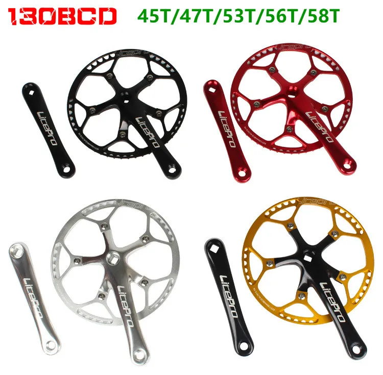 

Litepro BMX Bicycle BCD 130MM Integrated Chainwheel Crankset Single Crank For Folding Bike 45/47/53/56/58T Chainring Accessory