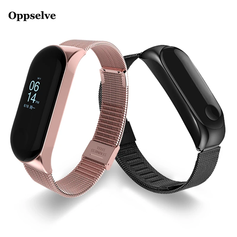 

Oppselve Plating Metal Strap For Xiaomi Mi Band 3 4 Wrist Strap Stainless Steel Bracelet For MiBand 3 4 Miband4 Miband3 Pulseira