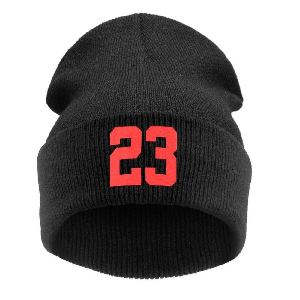 

Men Winter Knitting Hat Skullie Beanie Cap 23 Number Slouchy Punk Personality Teens Street Dance Hip-hop Caps