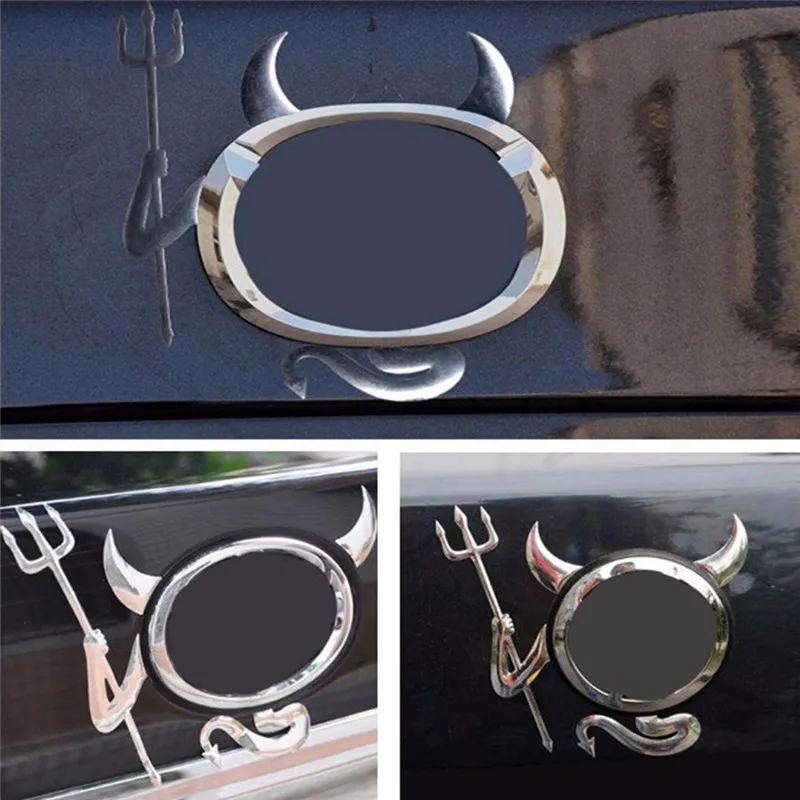 

2 Pcs car accessories 3D Chrome Devil Decal funny car sticker Car or Truck Custom Demon StickersHorns car styling