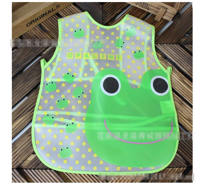 green frog Топ детский рисовый фартук, пищевая карманная майка eva мягкие игрушки, водонепроницаемые нагрудники, тканевый чехол для одежды с рисунками животных из мультфильмов для детей - Цвет: green frog