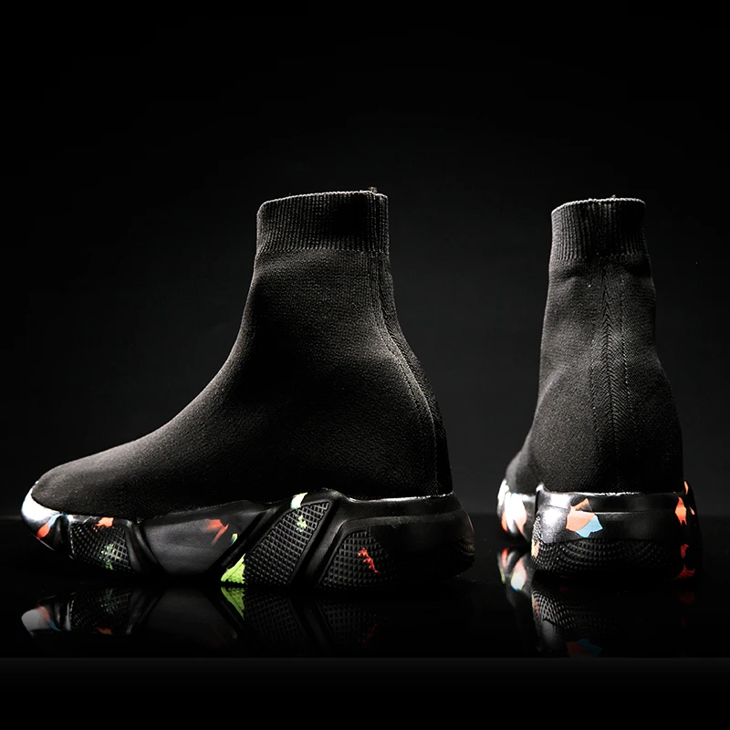 Мужские и женские кроссовки модные повседневные камуфляжные высокие носки