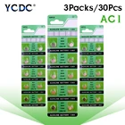 30 шт., щелочные кнопочные батарейки AG1 LR60 164 GP364