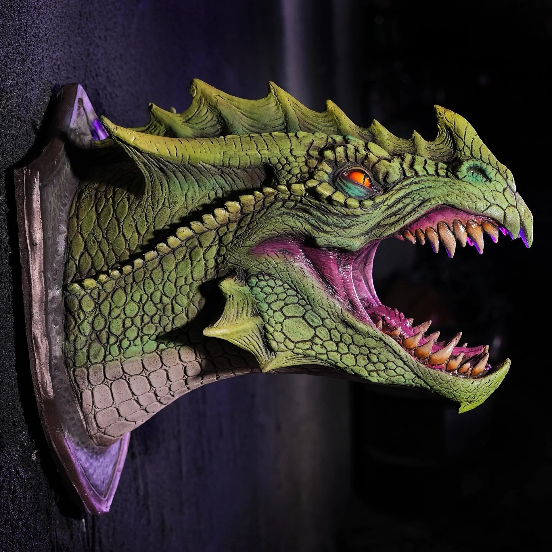 Figuras de acci&oacute;n de Dragon Legends en 3d para decoraci&oacute;n del hogar, escultura art&iacute;stica montada en la pared, dinosaurio, luz de humo, estatua-5