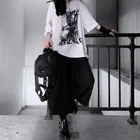 Женская футболка в стиле Харадзюку, черная футболка с рисунком эмо из аниме и готических мотивов, летний топ большого размера в стиле Харадзюку
