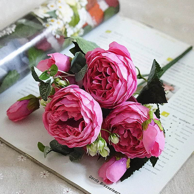Artificial silk 1 Bunch French Rose Floral Bouquet Fake Flower Arrange Table Daisy Wedding Flowers Decor Party accessory Flores | Дом и сад