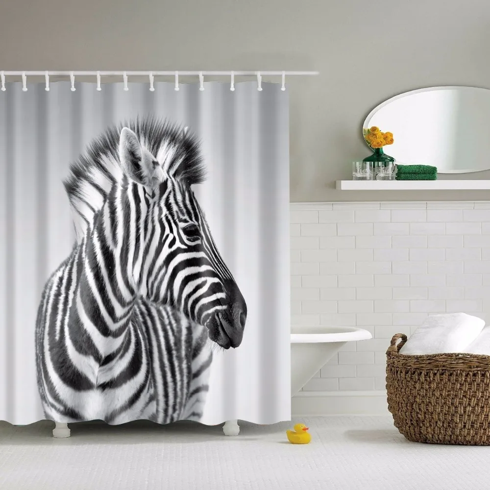 Штора для душа с рисунком слона осьминога совы оленя лошади зебры s занавеска