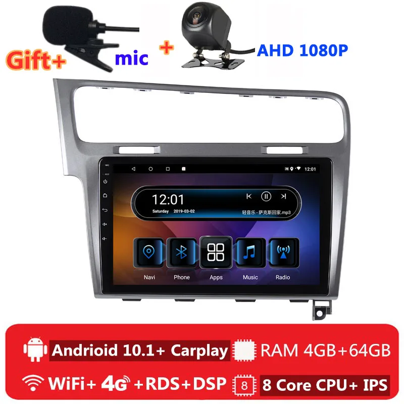 2 din 8 ядер android 10 автомобильное радио авто стерео для Volkswagen VW golf 7 mk7 2013 2014 2018