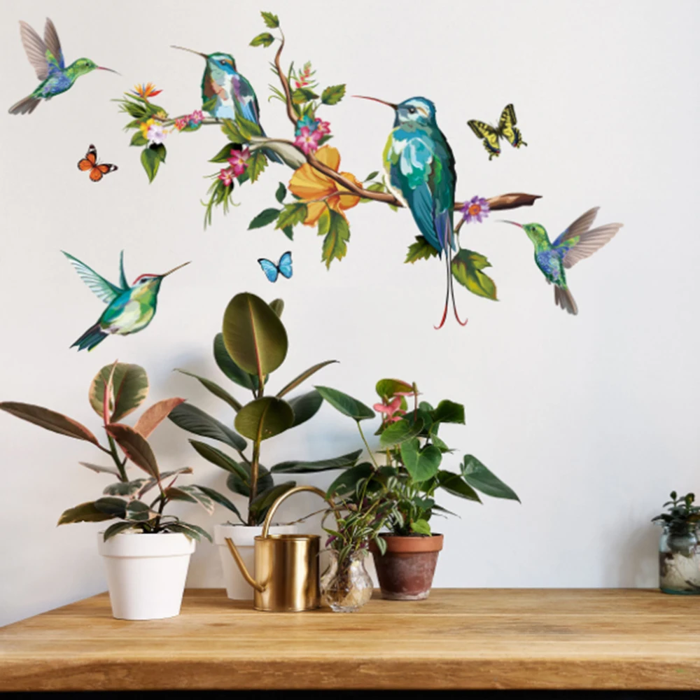 

Color Butterflies and birds Wall Sticker Living room bedroom decorations stickers1