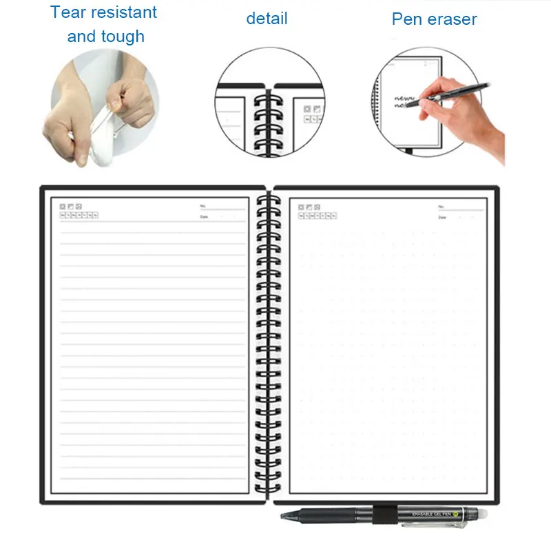 A5/B5 Smart Reusable Erasable Notebook Paper Wave Cloud Erase Notepad Lined with Pen KQS8 | Канцтовары для офиса и дома