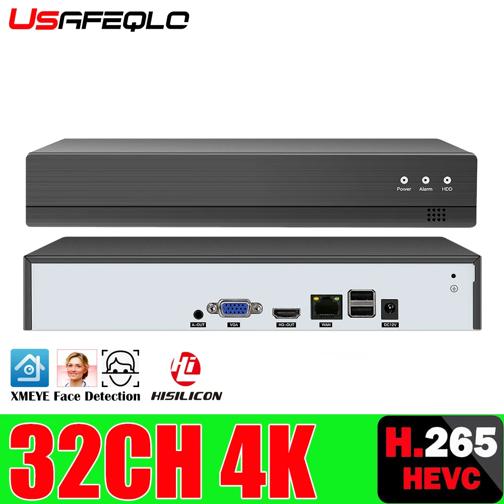 16CH 32CH * 4K ONVIF H.265/H.264 Поддержка 1 SATA NVR сетевой цифровой видеорегистратор до 8 ТБ XMEYE CMS с кабелем P2P облачный мобильный - изображение