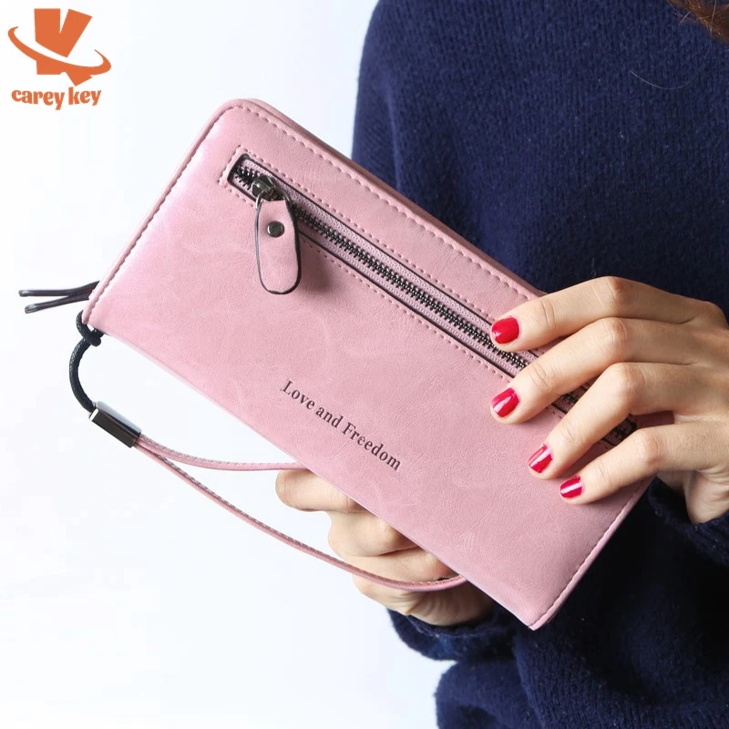 

Брендовые кошельки CAREY KEY, женский модный длинный кошелек из искусственной кожи, Дамские кошельки, женские держатели для карт и телефона, мал...