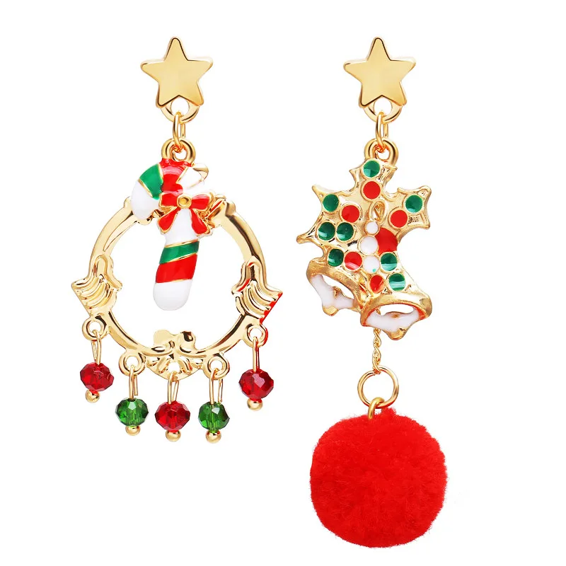 

New Star Hair Ball Candy Pendant Earrings Cute Cartoon Christmas Stud Earring For Women Creative Party Accessories Girl Gifts