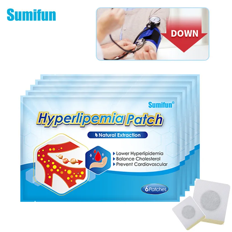 

6Pcs Sumifun Reduce Hyperlipidemia Patch High Blood Lipids Patch Lower Blood Glucose Diabetic Patch Relieve Vascular Congestion