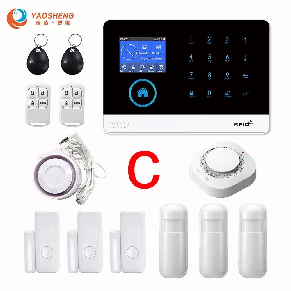 GSM-Set C PG-103 Беспроводной Wi-Fi и GSM домашняя/Бизнес охранная противопожарная охранная сигнализация для iOS и Android APP - Цвет: GSM-Set C