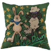 cartoon sheep cushion pillow tentofficehome cotton linen zippered pillowcase family home accessories customizable one side
