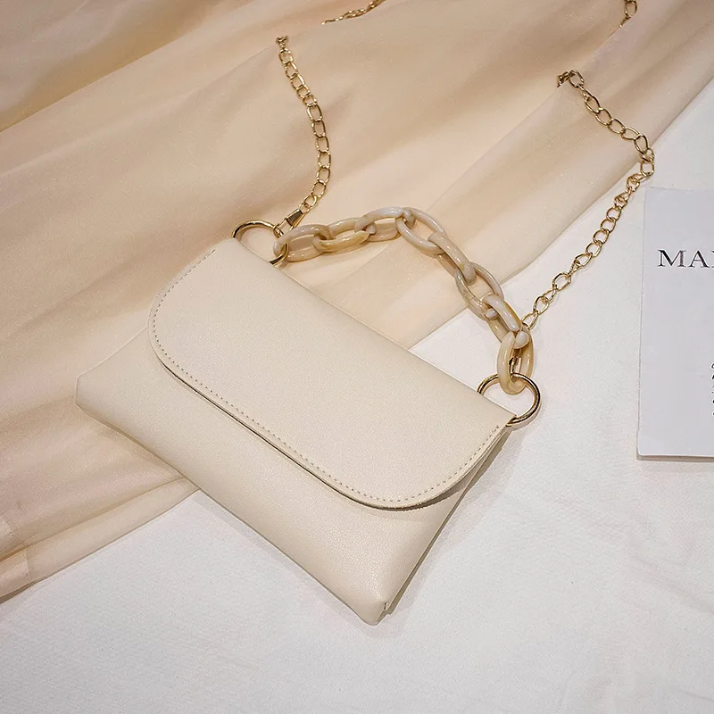 

Summer New Simple Small Square Bag PU Chain Solid Color Fashion Atmospheric Mobile Phone Shoulder Bag Diagonal Leisure Handbag