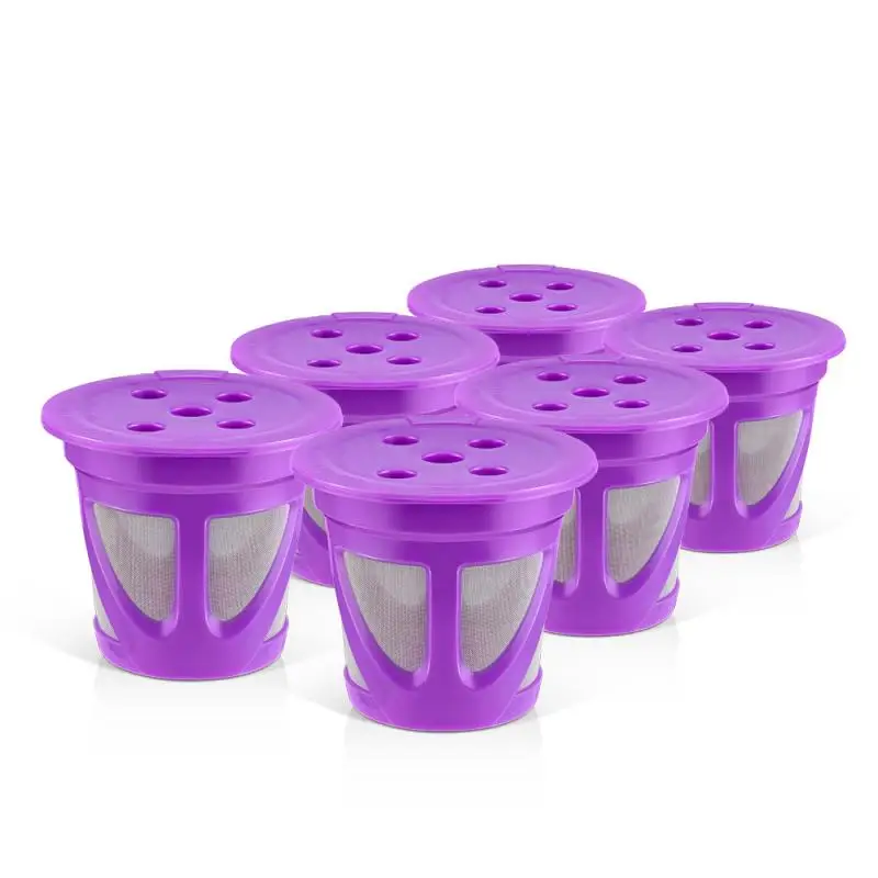 

6pc Refillable Coffee Filter Cup Reusable Coffee Pod Filled Capsule Compatible With Keurig 2.0 1.0 K Cup Coffee Makers Drop Ship