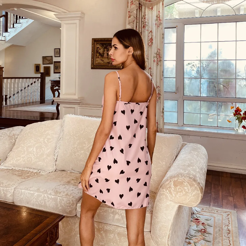 Женское платье-комбинация Милая Ночная рубашка атласная пижама винтажная ночная