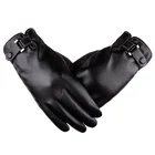 Зимние перчатки из искусственной кожи с эффектом потертости, бархатные теплые перчатки для верховой езды, кожаные перчатки для вождения с сенсорным экраном, черныекоричневые