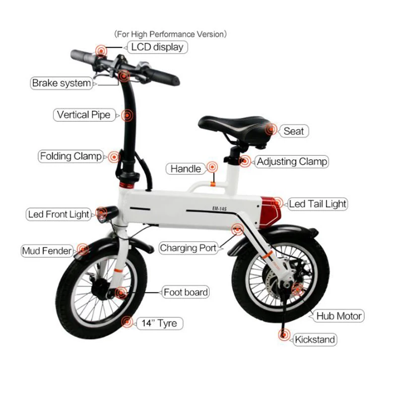 Новый стильный электрический велосипед для взрослых и мужчин женщин 14 дюймов 36 В