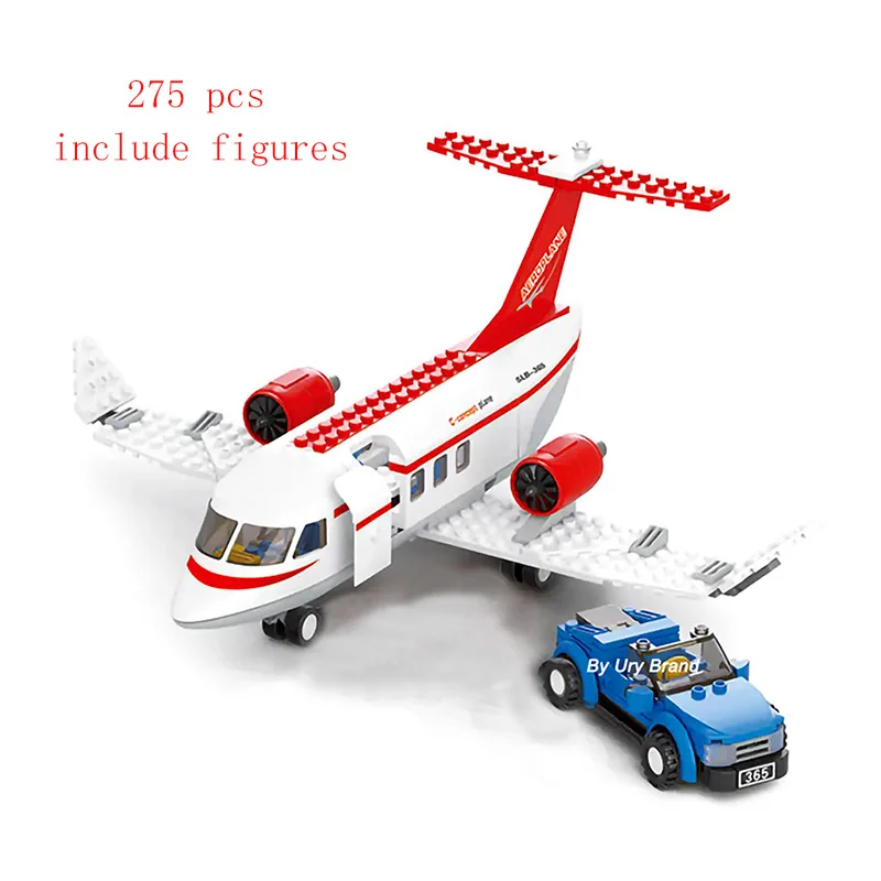 

City Series Aviation Concept Private Plane Airplane Set Mini Car Figures DIY Model Building Blocks Toys for Children Gifts